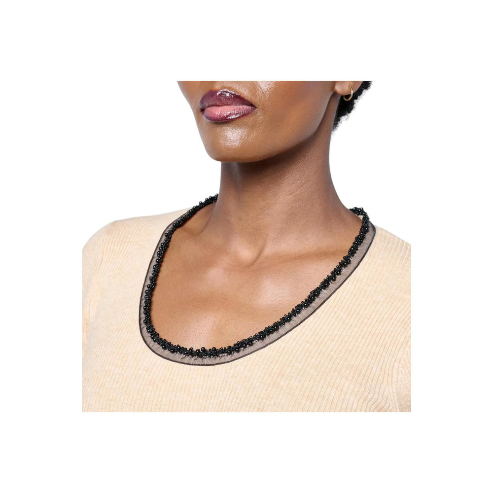 Badgley Mischka Women's Sweater Top with Beaded Neckline Biscuit - Regular - Picture 3 of 3